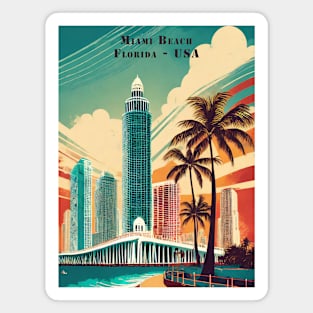 Miami Beach Vintage Travel Poster Magnet